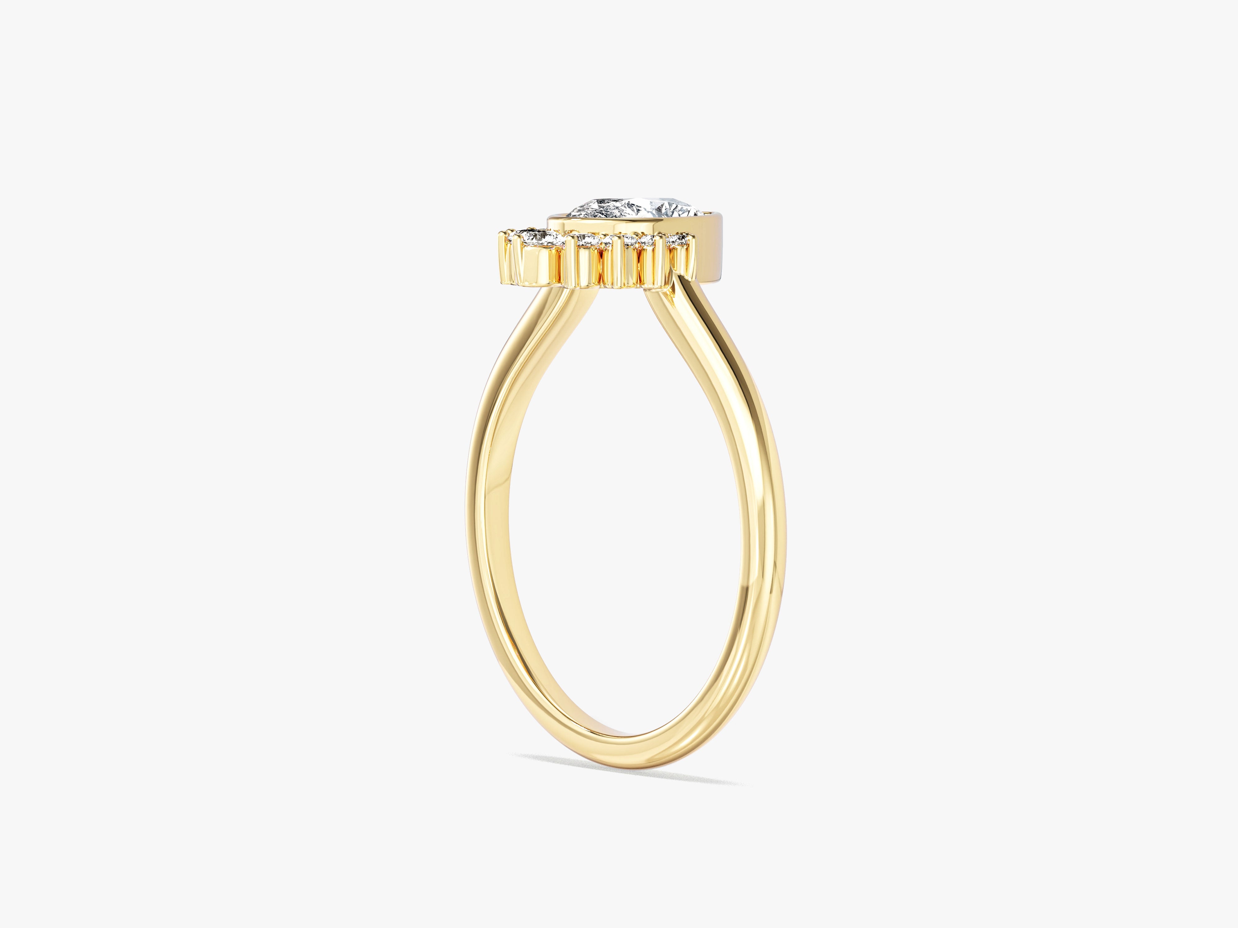 Pear Cut Lab Grown Diamond Crown Engagement Ring