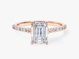 Sidestone Accent Emerald Cut Moissanite Engagement Ring