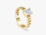 Chain Band Emerald Cut Lab Grown Diamond Engagement Ring