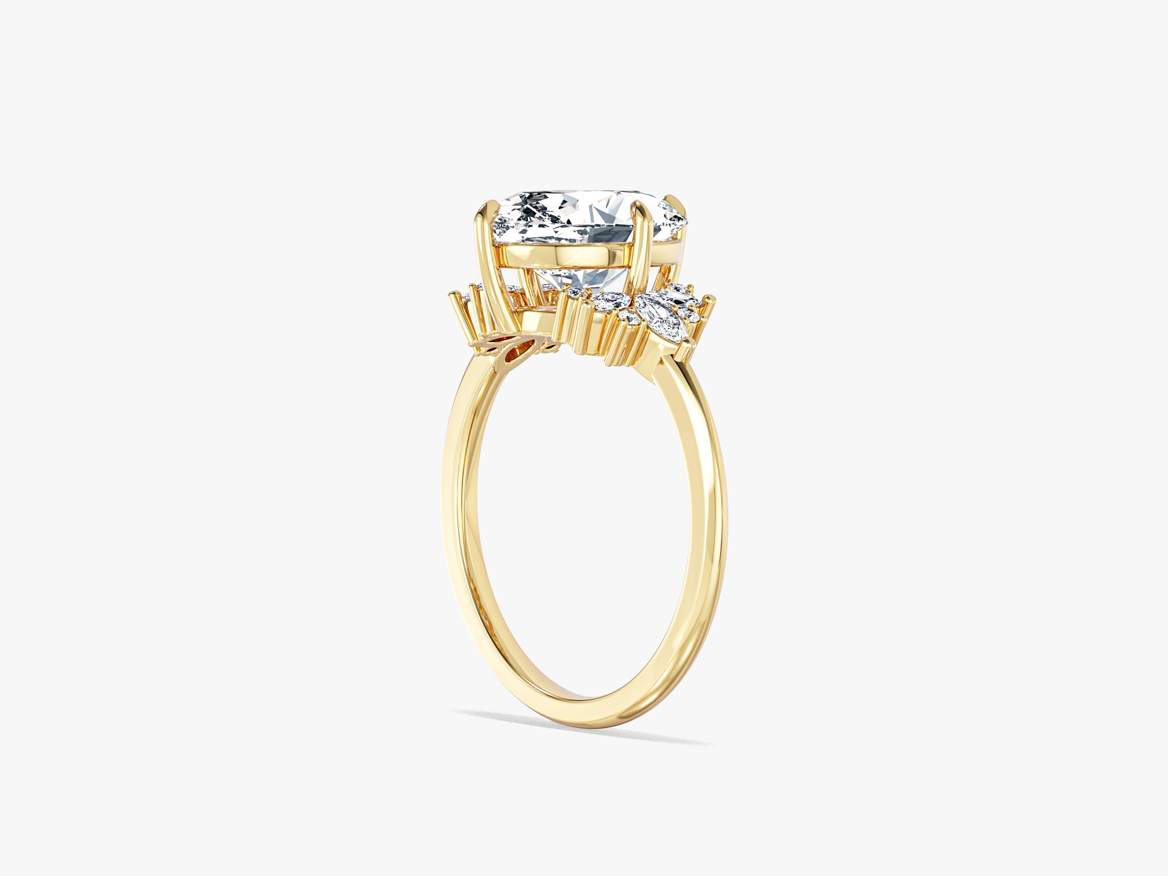 Floral Cluster Oval Lab Grown Diamond Engagement Ring