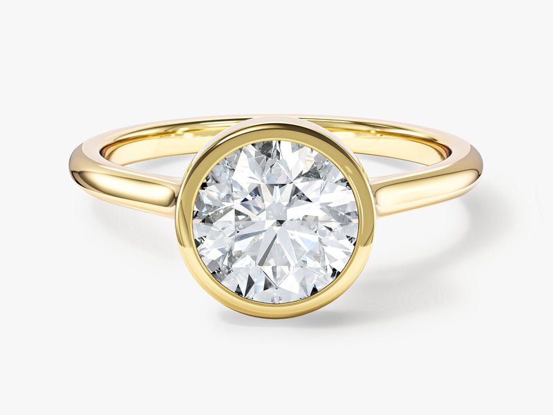 Gold bezel set diamond ring, fine jewelry, engagement ring