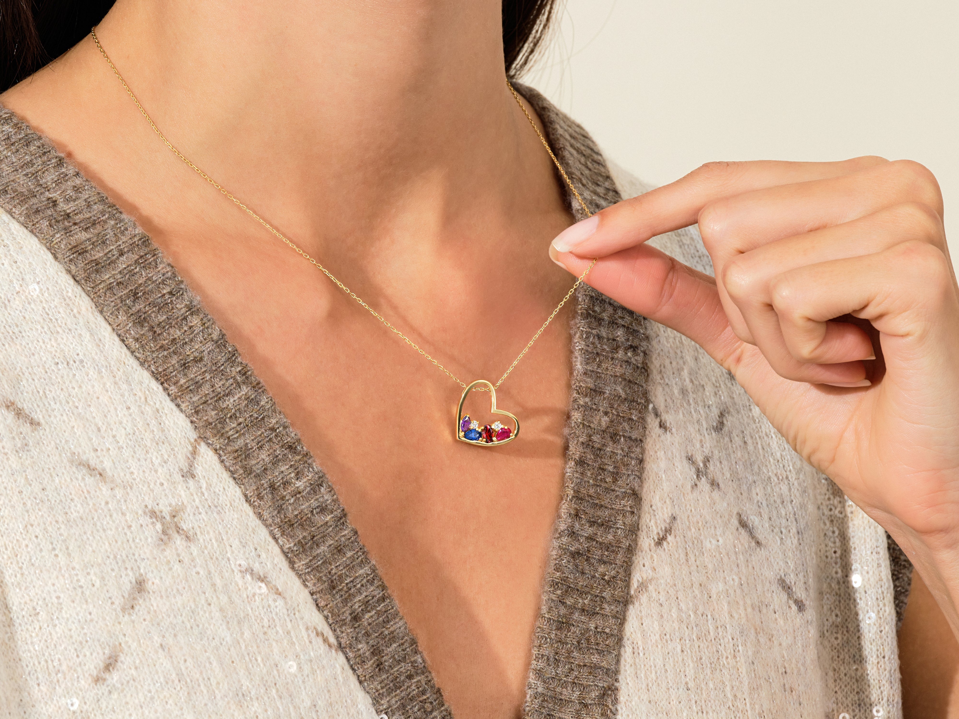 Cluster Geburtsstein-Halskette