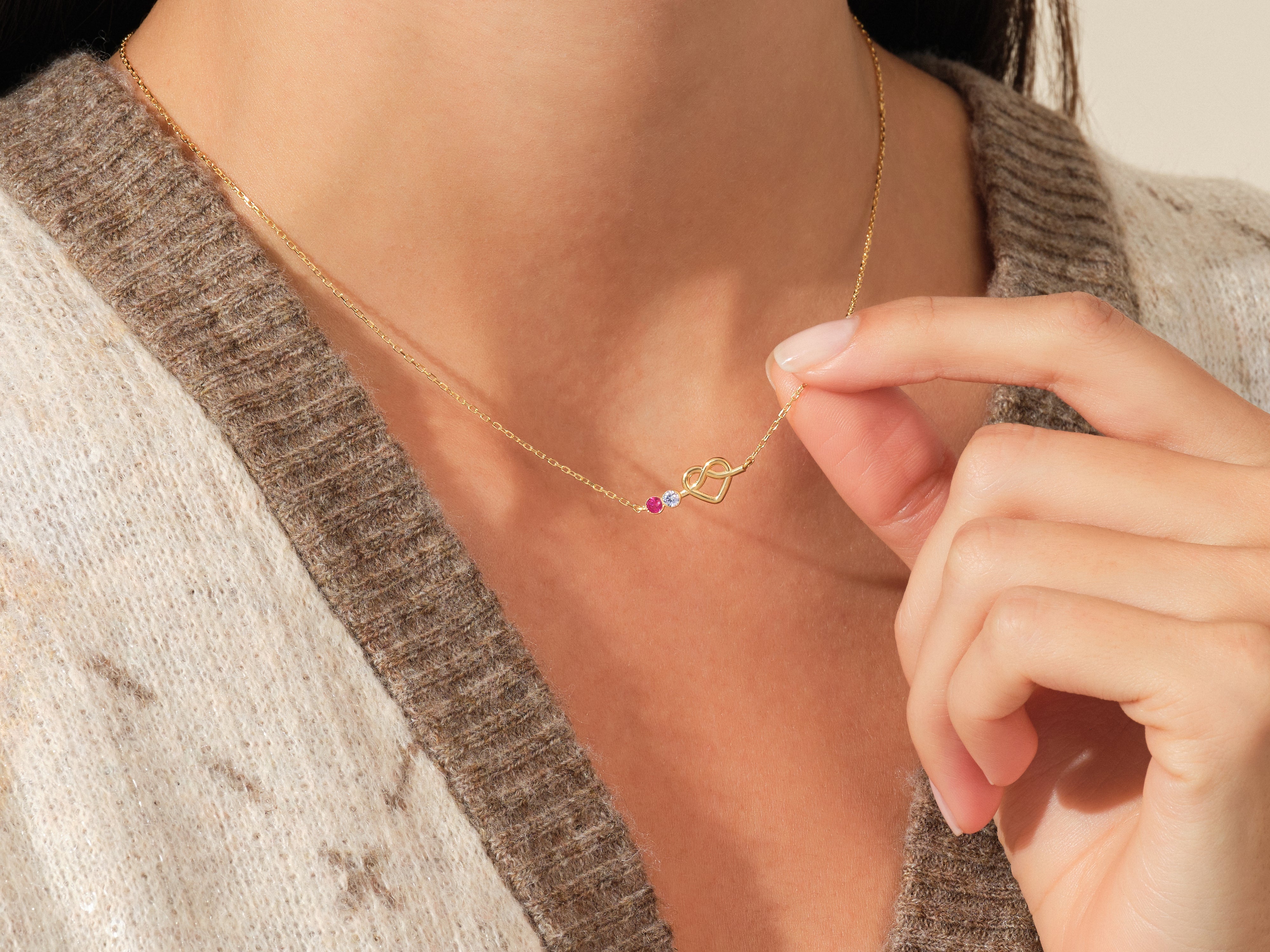 Infinity Herz-Geburtsstein-Halskette