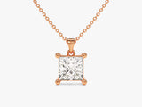 Rose gold princess cut diamond pendant necklace jewelry