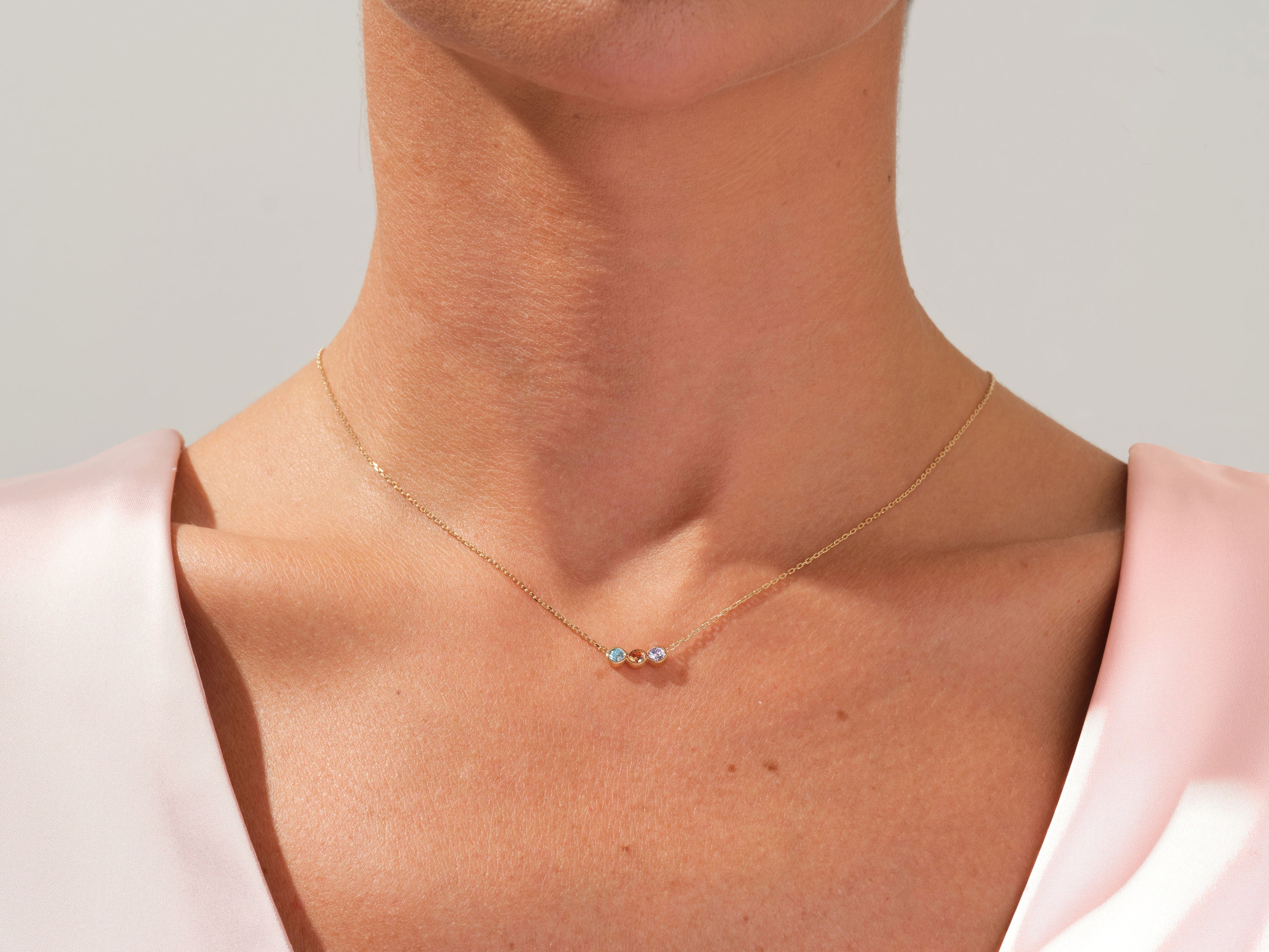 Bezel Geburtsstein-Halskette