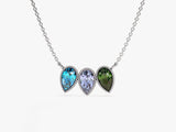 Jewelry necklace with three pear-shaped gemstones