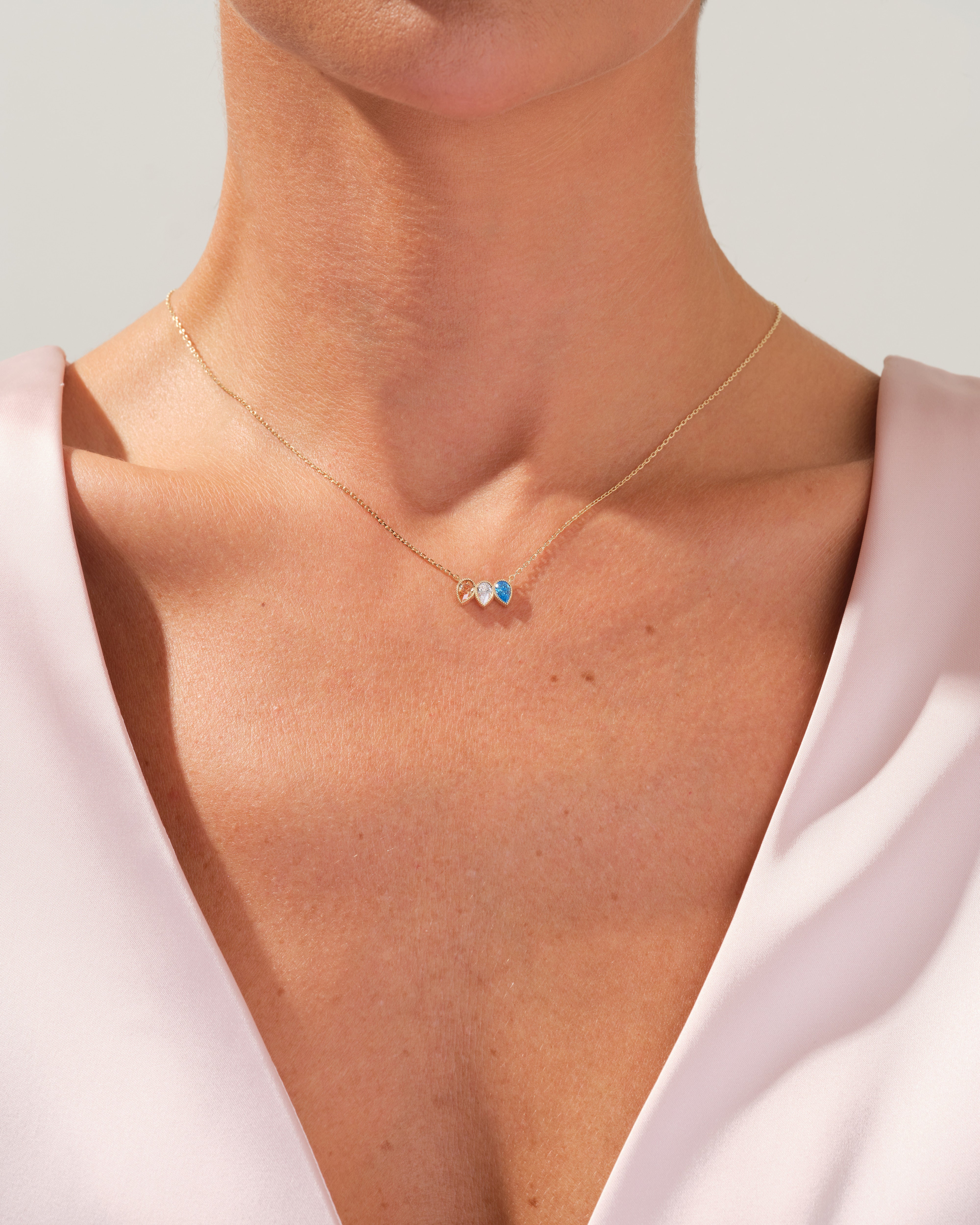 Bezel Tropfen-Geburtsstein-Halskette