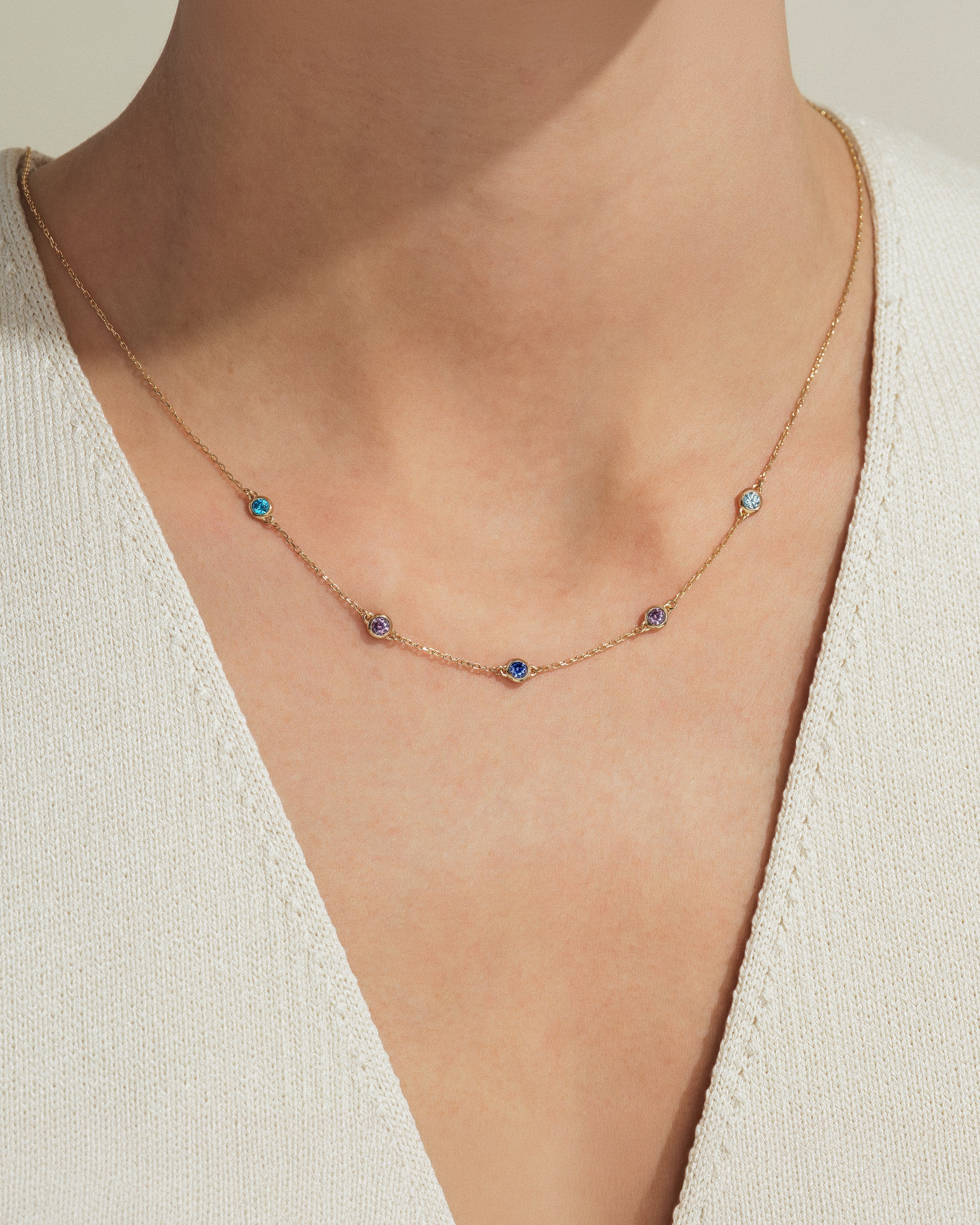 Bezel Familien-Geburtsstein-Halskette