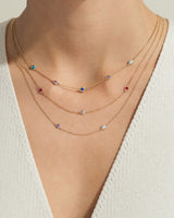 Bezel Familien-Geburtsstein-Halskette