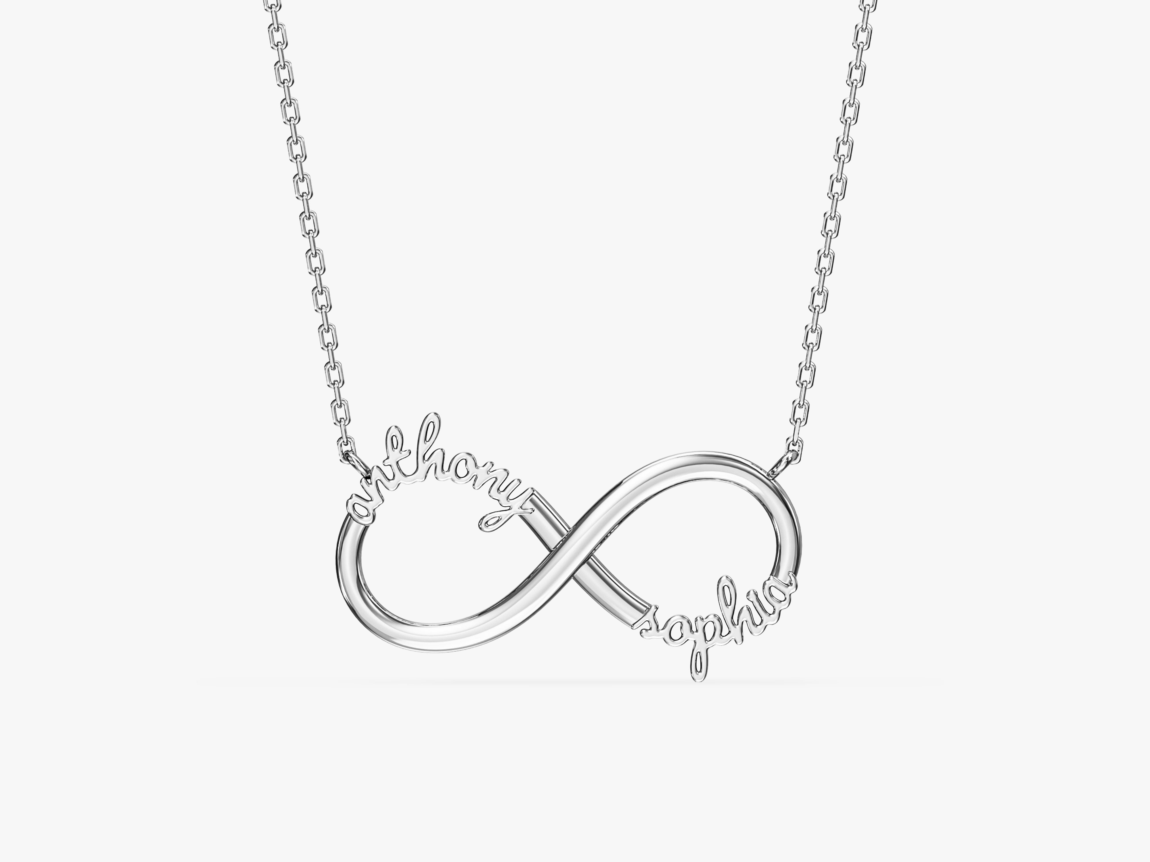 Infinity necklace with custom names, personalized jewelry