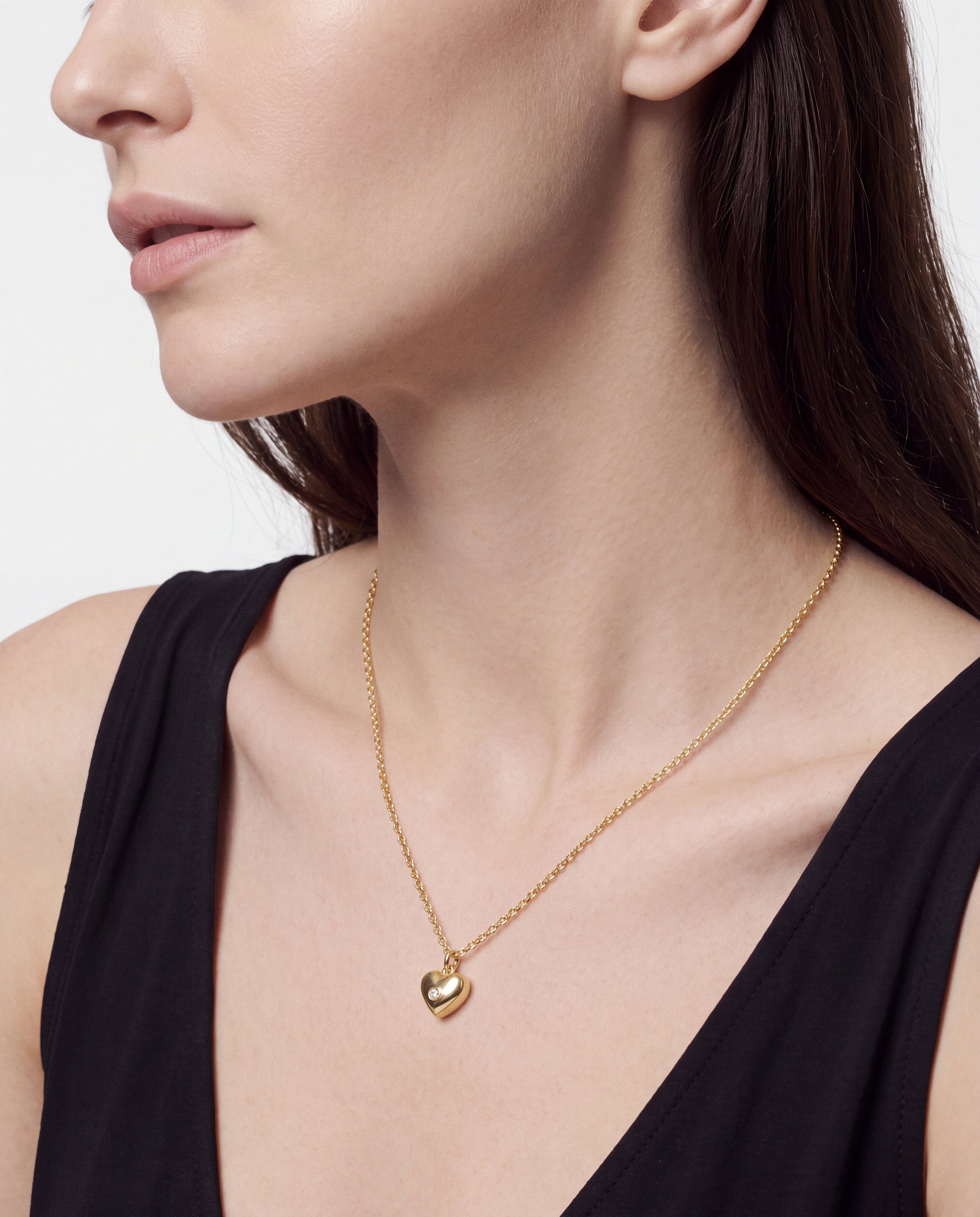 Herz Halskette mit Diamant Charm