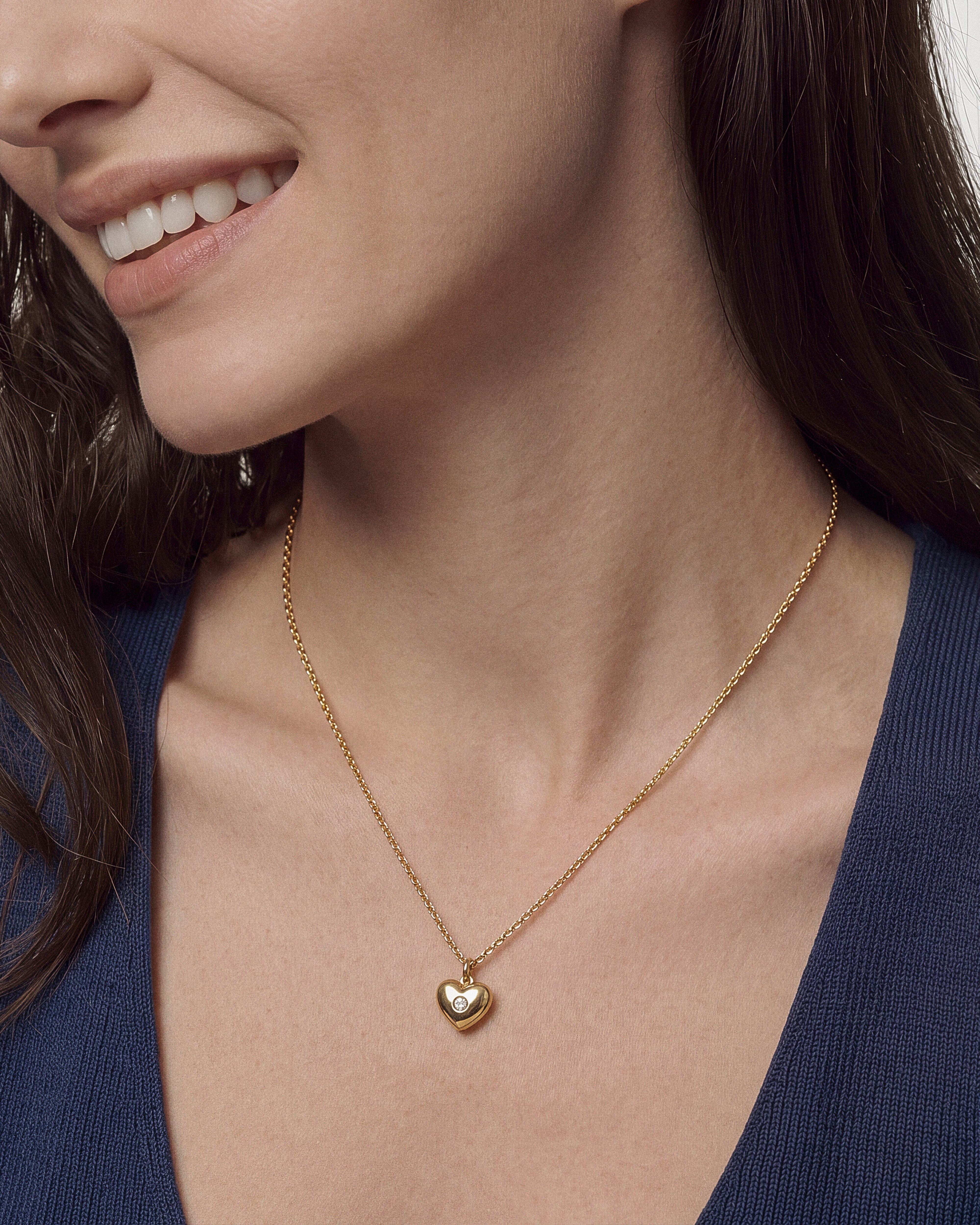 Herz Halskette mit Diamant Charm