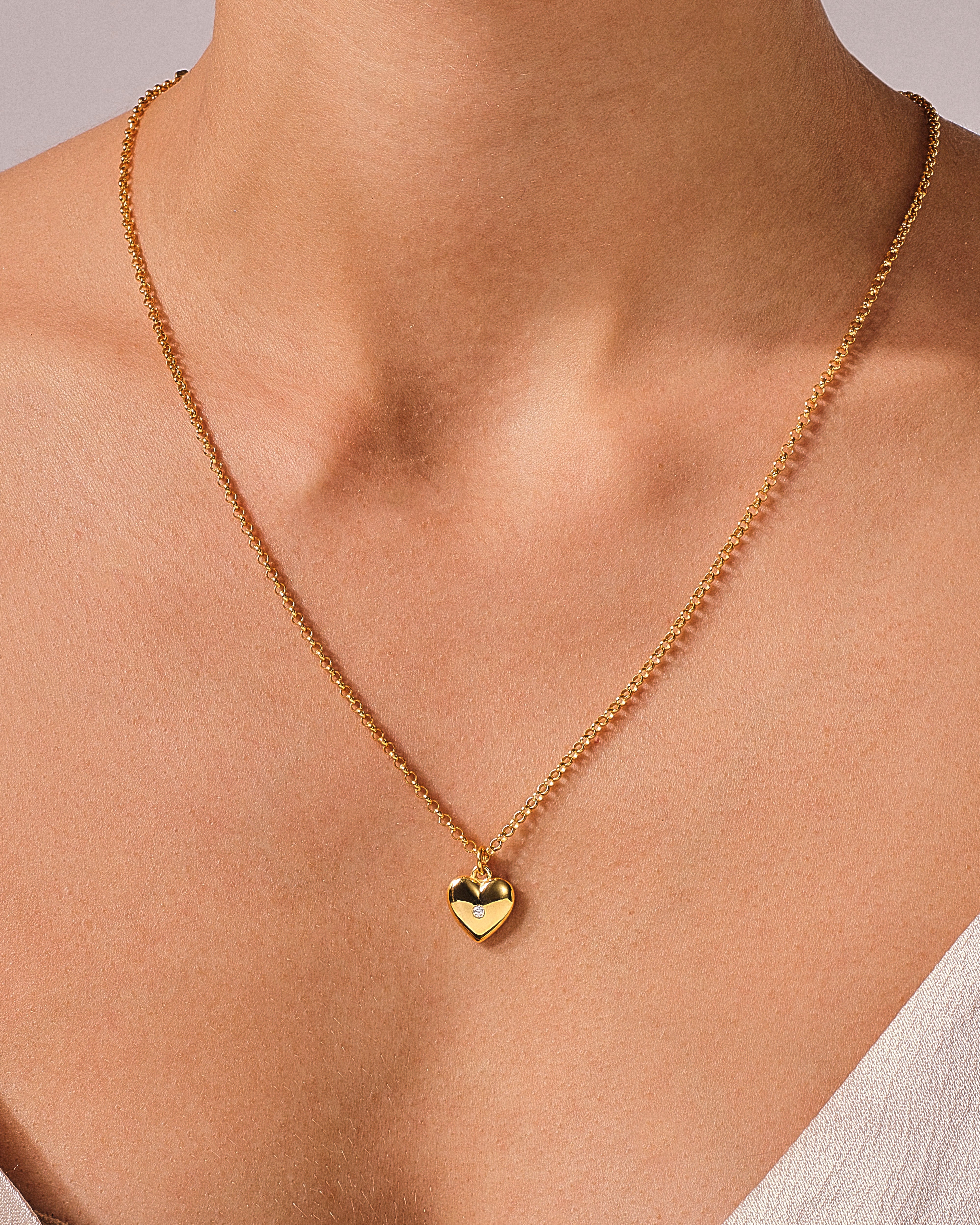 Herz Halskette mit Diamant Charm