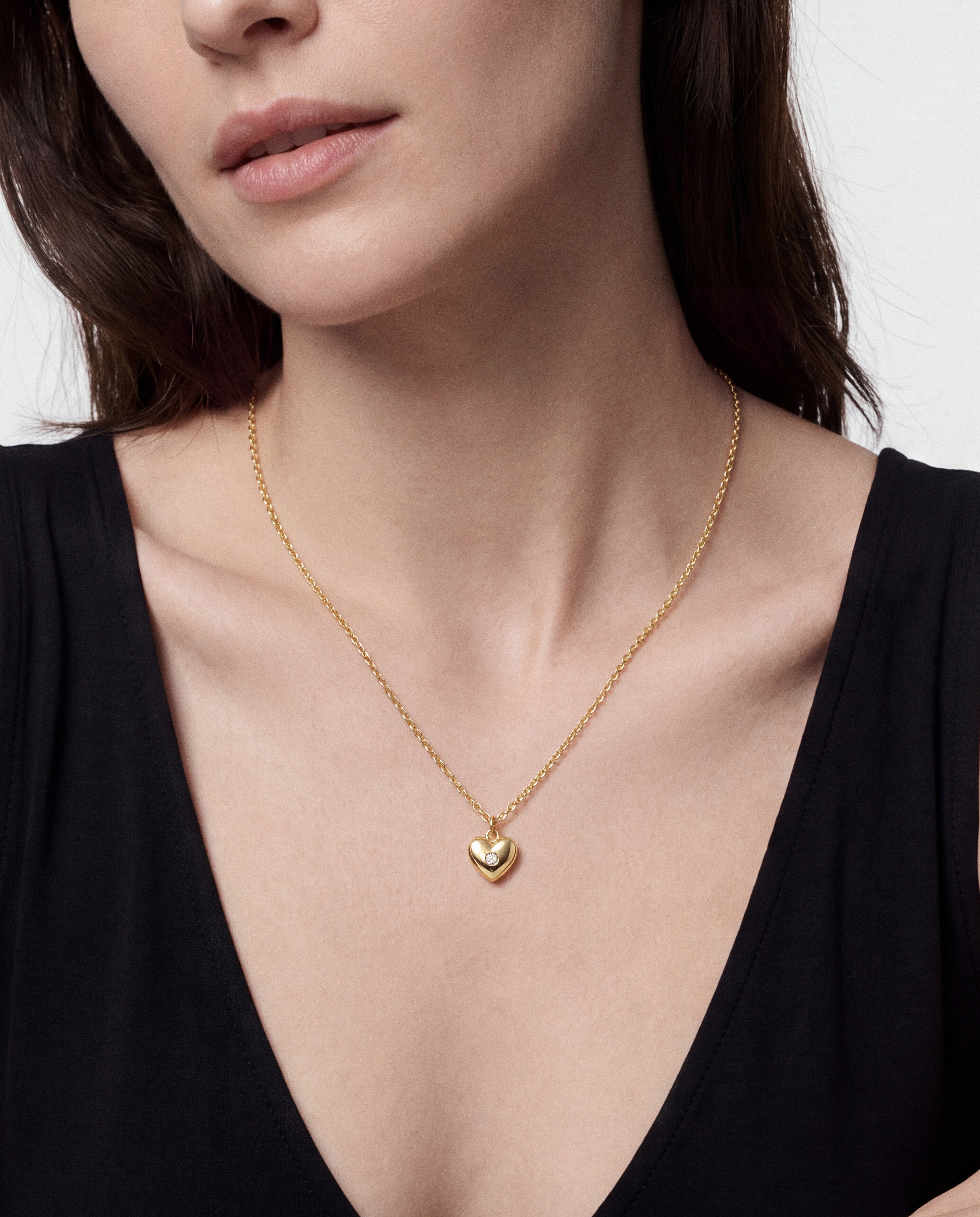 Herz Halskette mit Diamant Charm