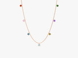 Rose gold necklace with colorful gemstones jewelry