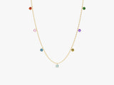 Gold necklace with colorful gemstones, fine jewelry for women