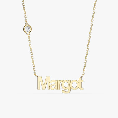 Name Necklace with Gemstone