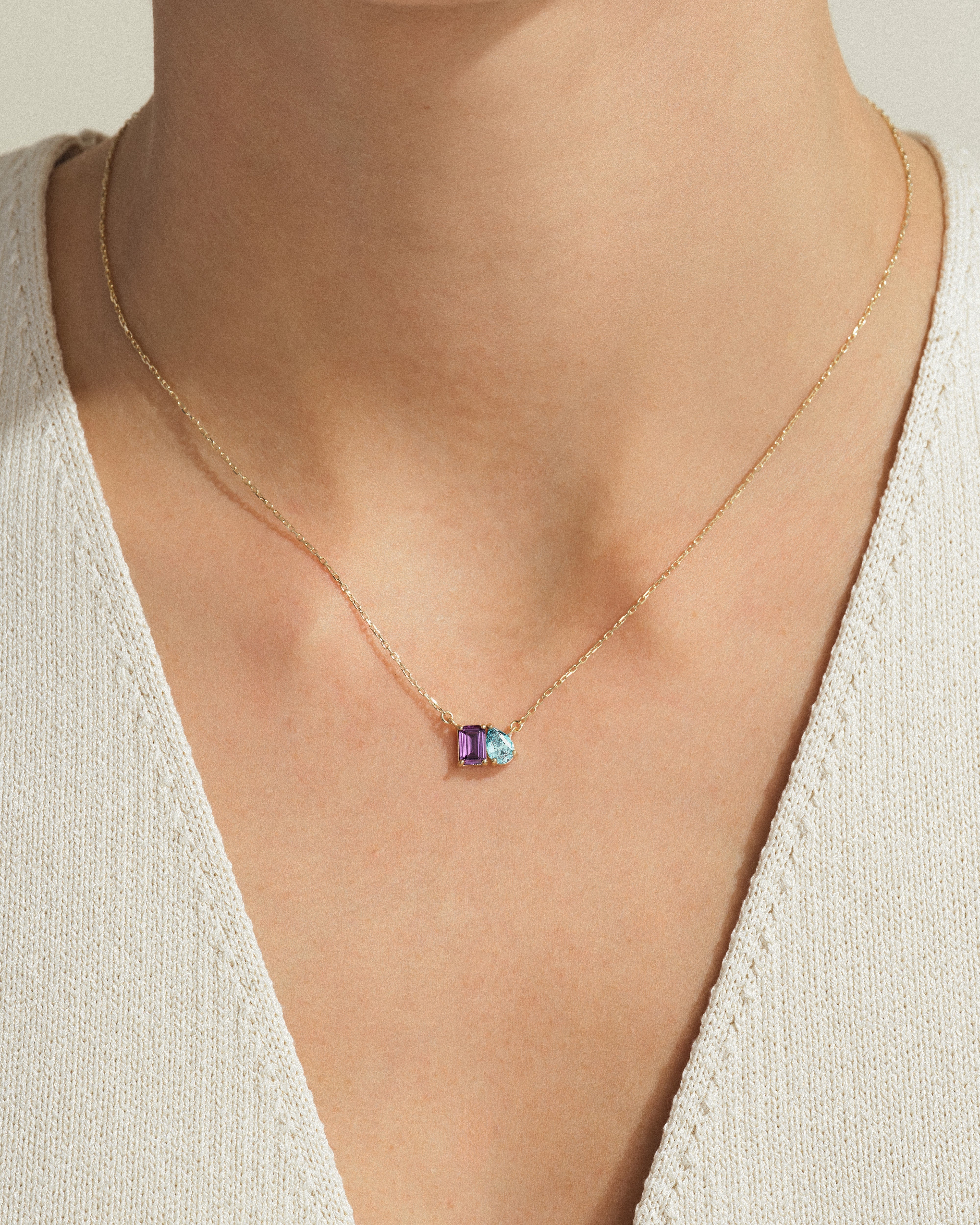 Toi et Moi Geburtsstein-Halskette