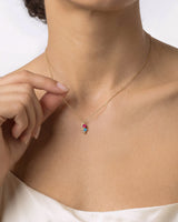 Pear and Princess Birthstone Necklace