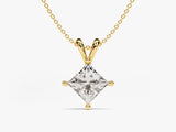 Gold necklace with princess cut diamond pendant jewelry