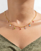 Paperclip Birthstone Charm Necklace