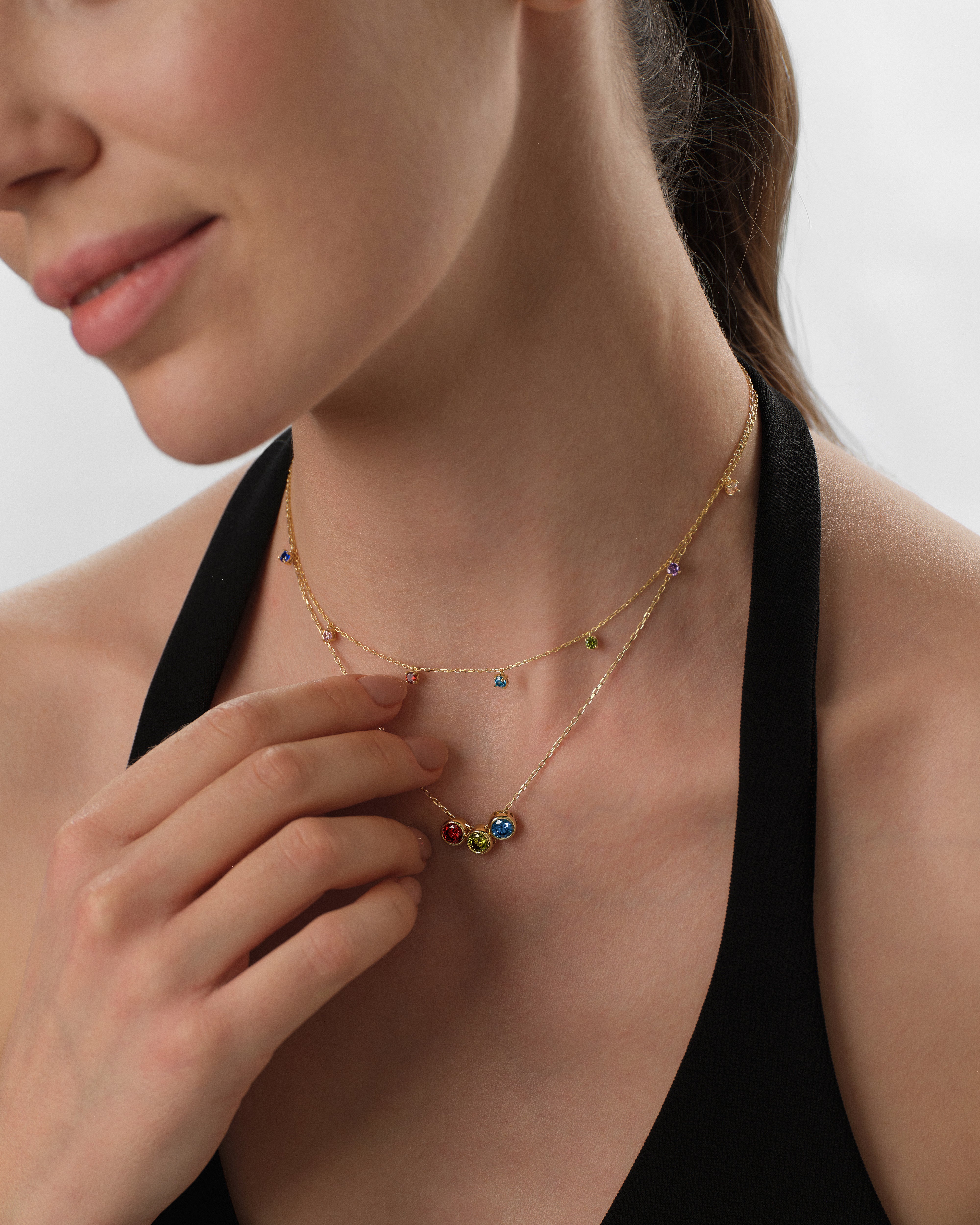 Halskette mit rundem Geburtsstein Anhänger