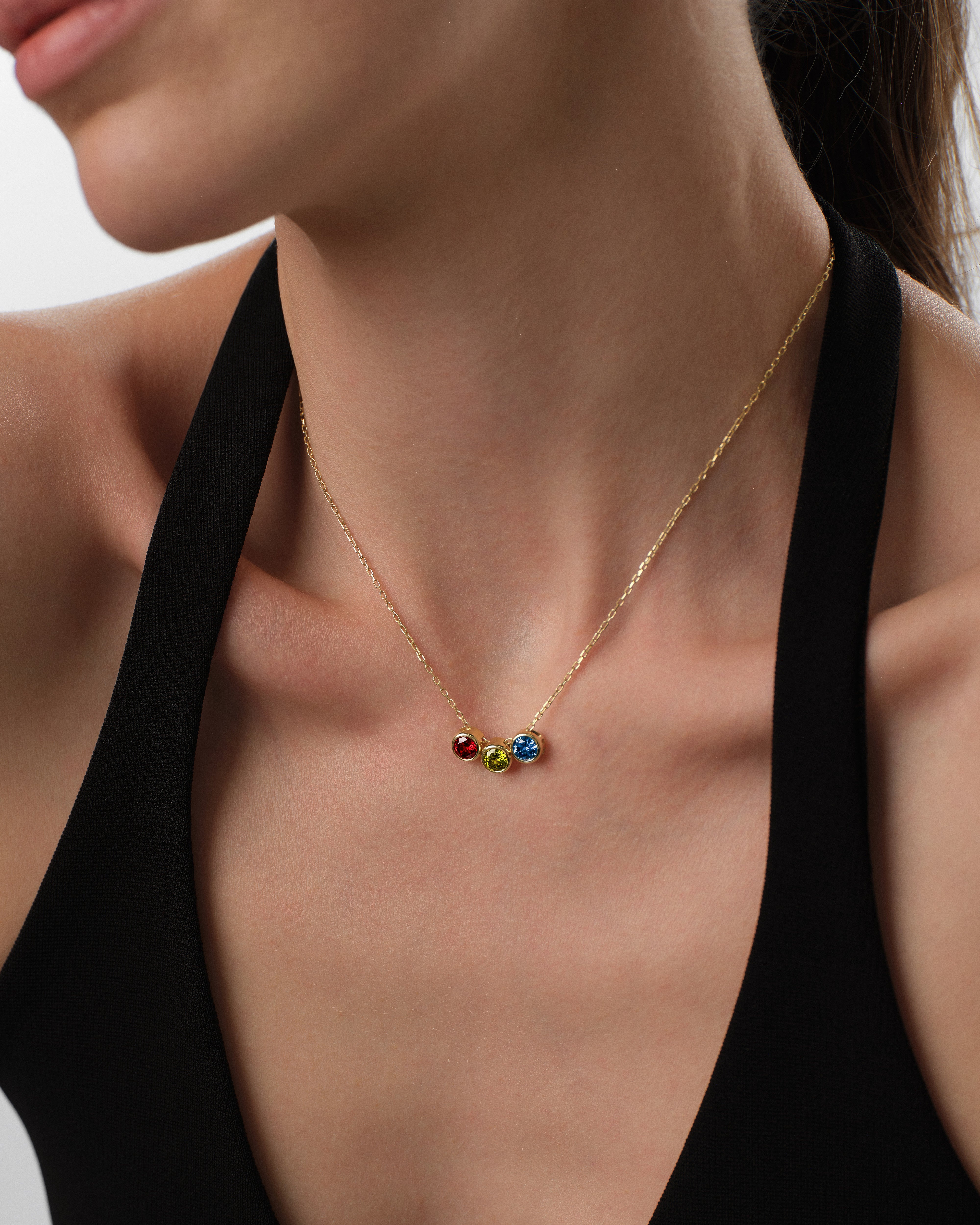 Halskette mit rundem Geburtsstein Anhänger