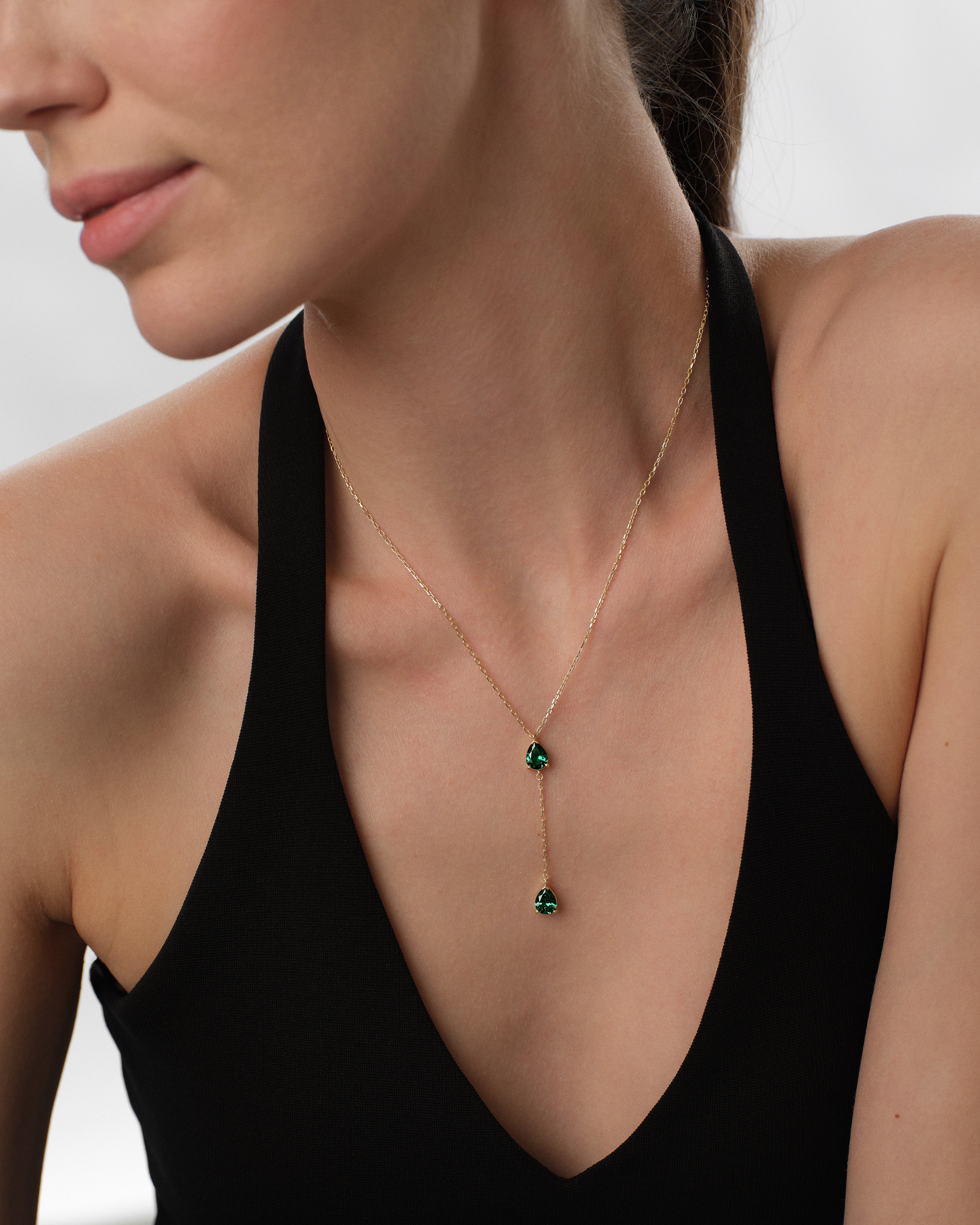 Pear Birthstone Drop Necklace