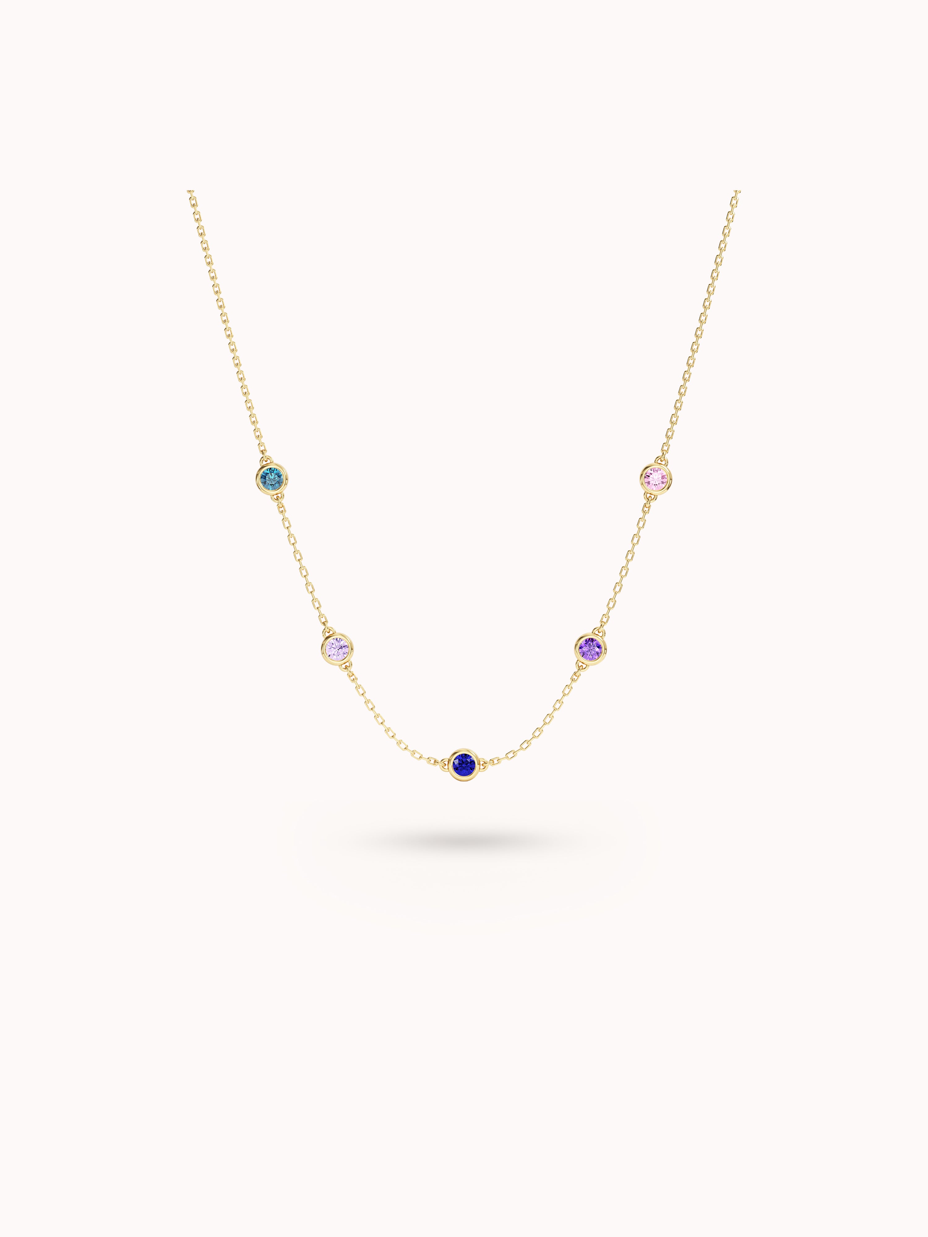 Bezel Familien Geburtsstein Halskette