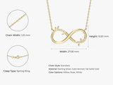 Personalized infinity necklace with custom names, gold vermeil jewelry
