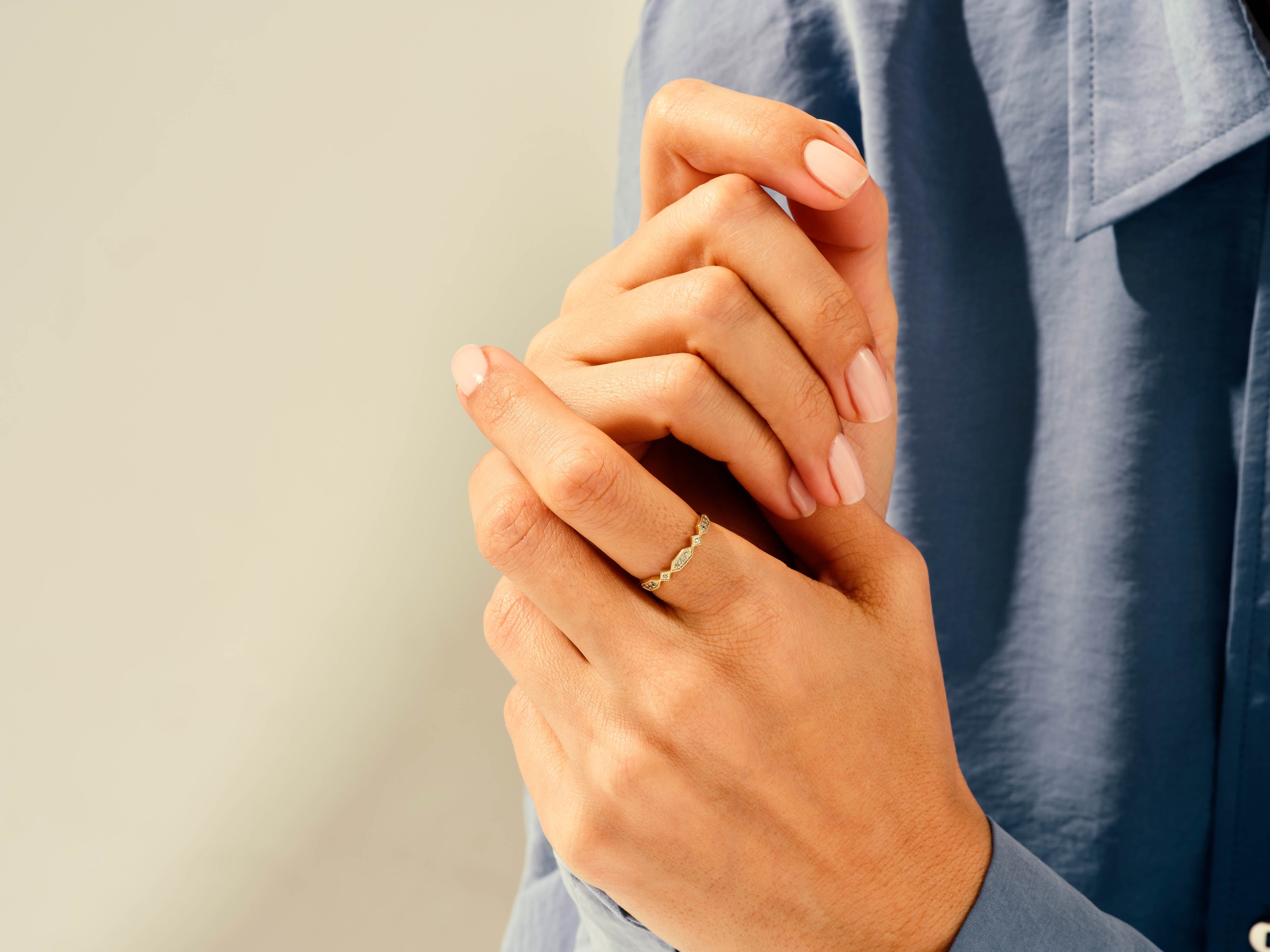 Art-Déco Vintage Moissanit-Ehering