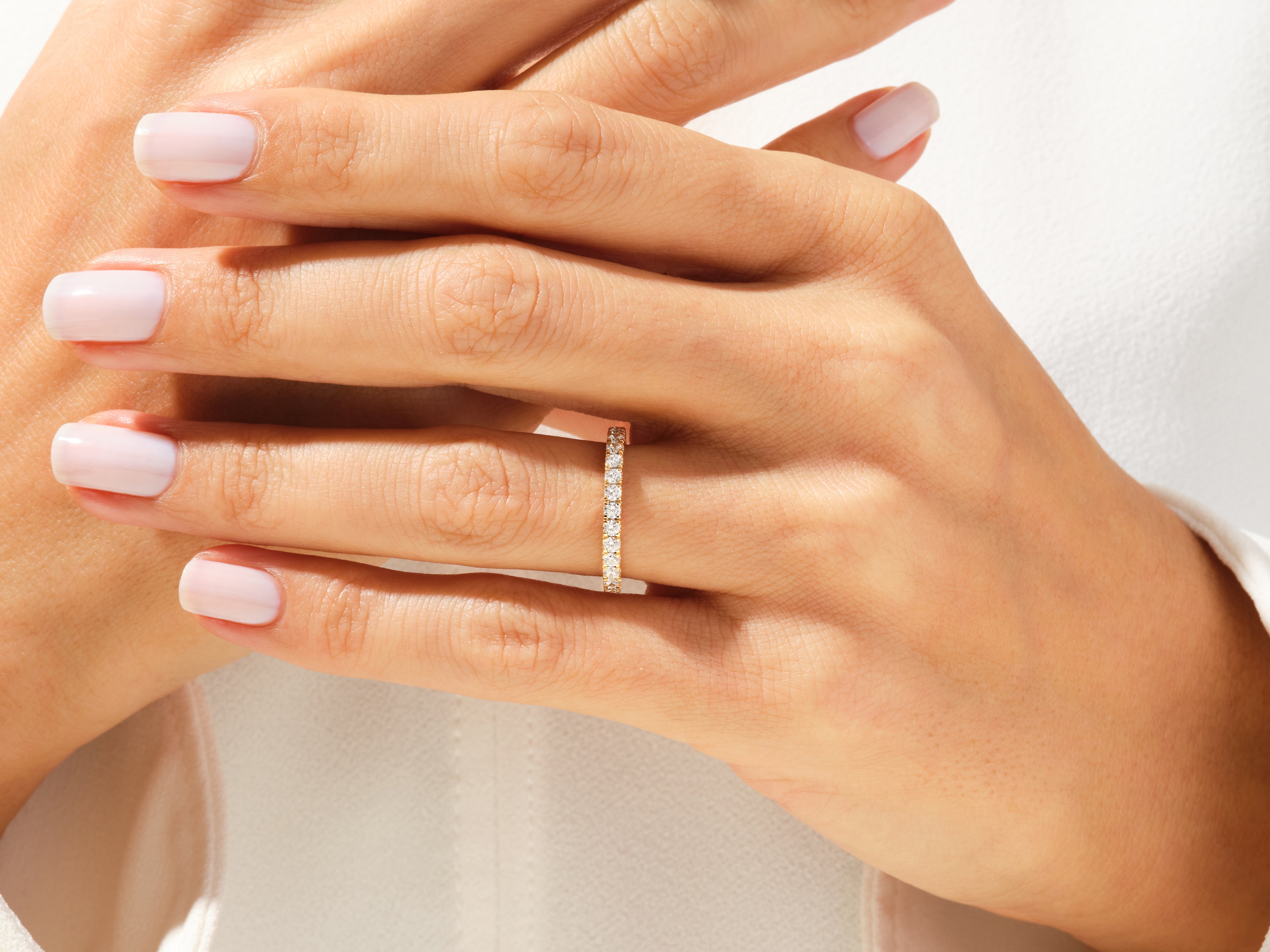 Ewigkeit Moissanit-Ehering im Schlitz (0,90 CT TW)