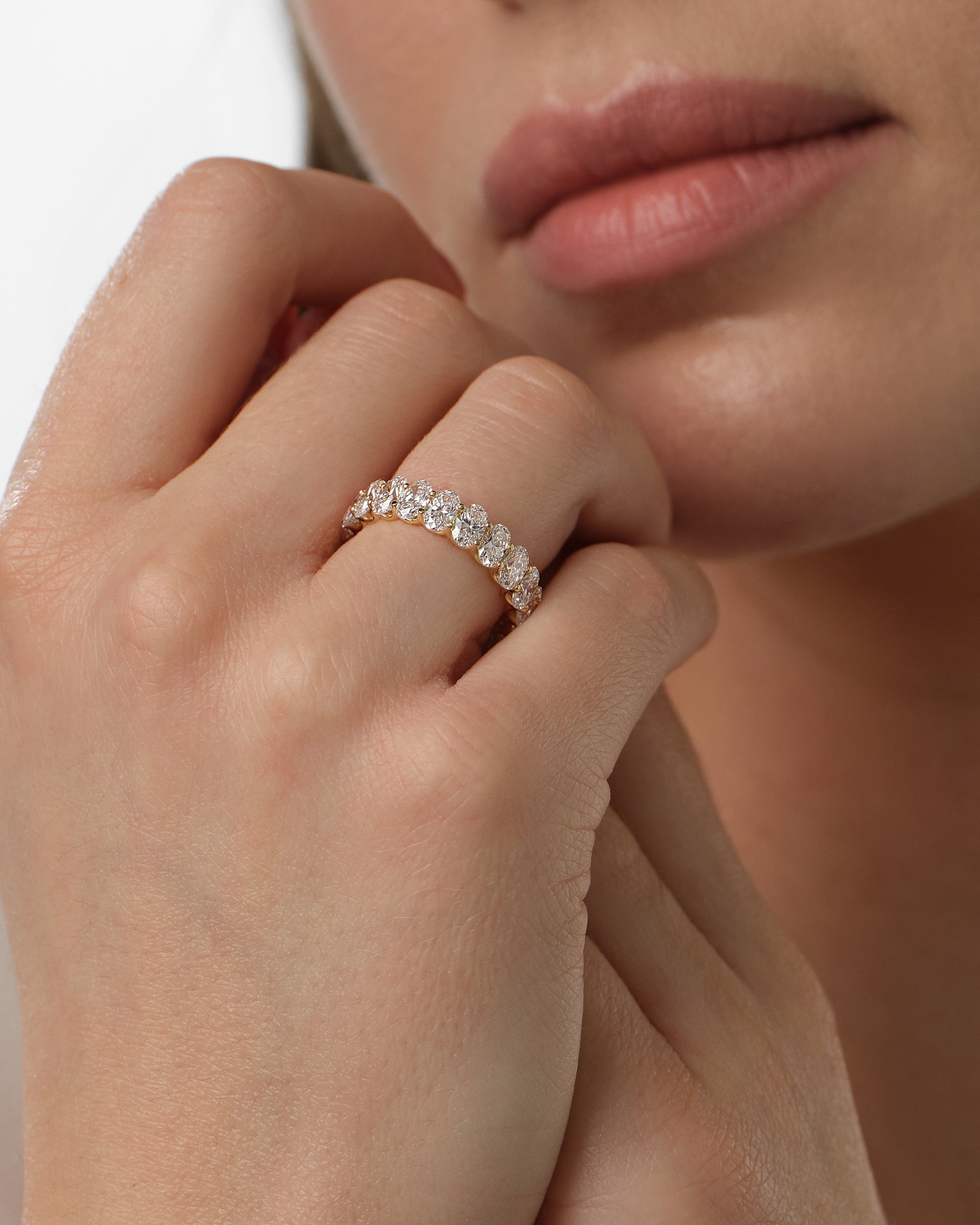 U-Krappenfassung Ovalschliff Ewigkeit Ring (5,00 CT CW)