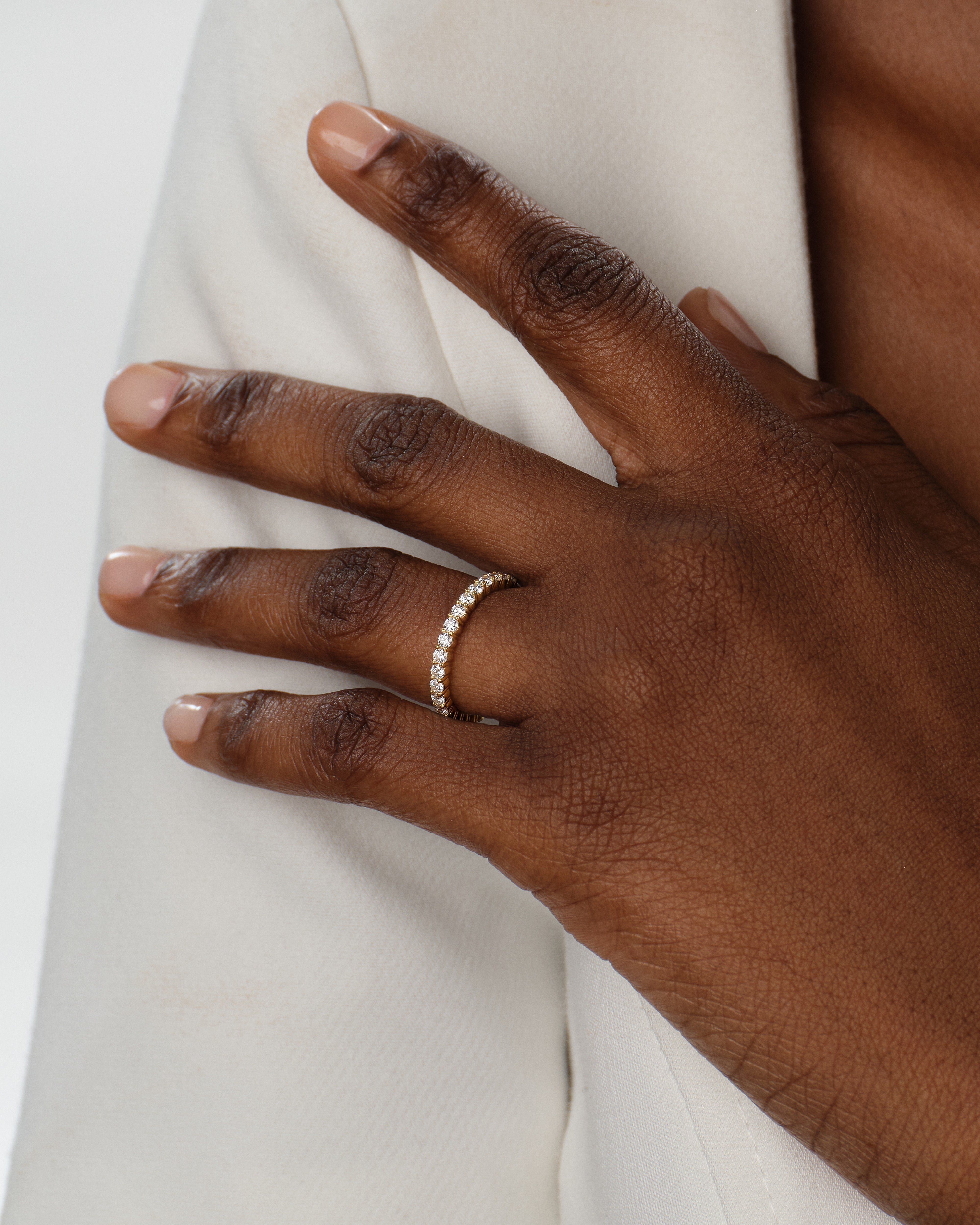 Ewigkeitsring mit Einzelkrappen-Fassung (1,75 CT TW, halb bestezt)