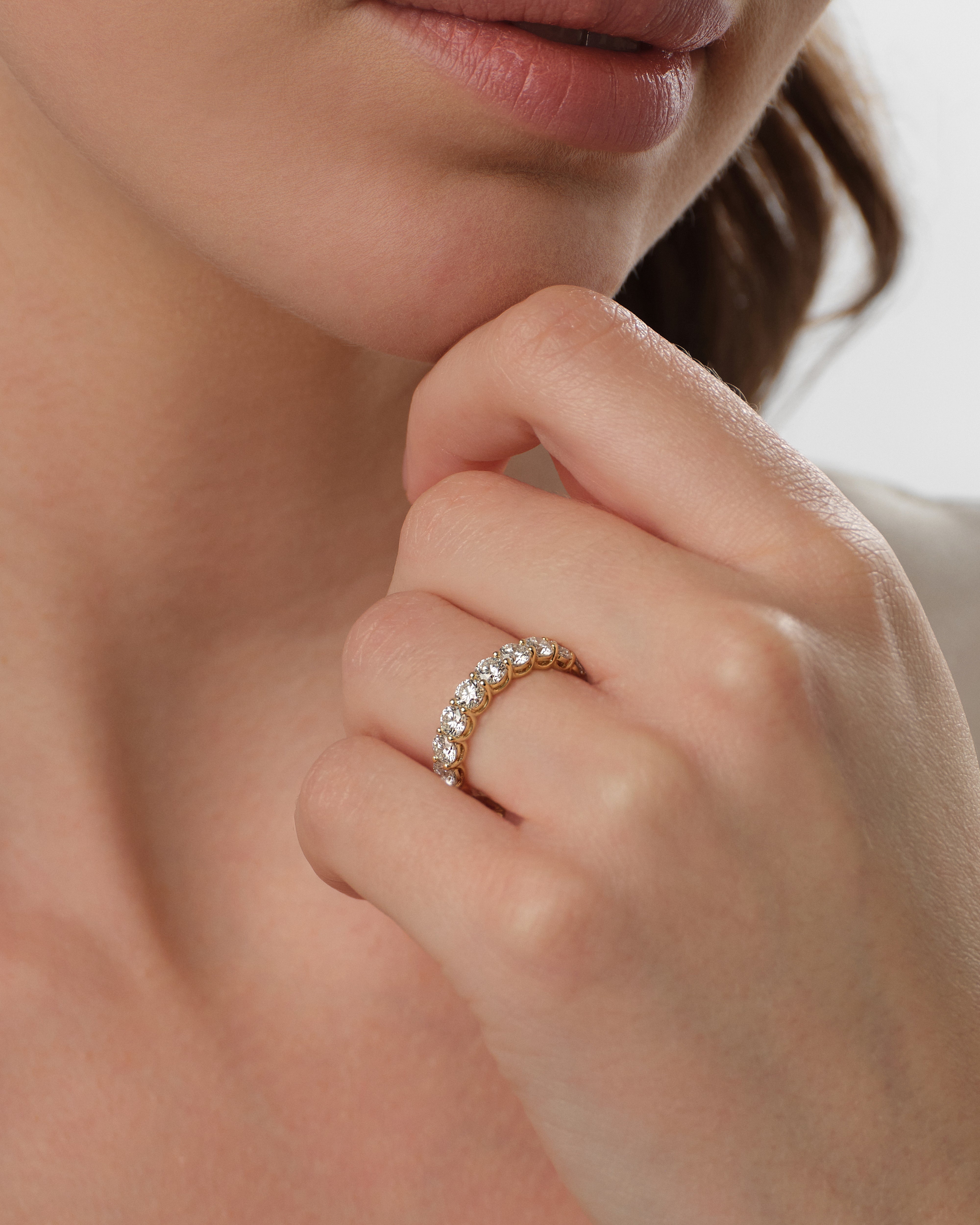 U-Krappenfassung Ewigkeit Ring (1,50 CT TW, halb besetzt)