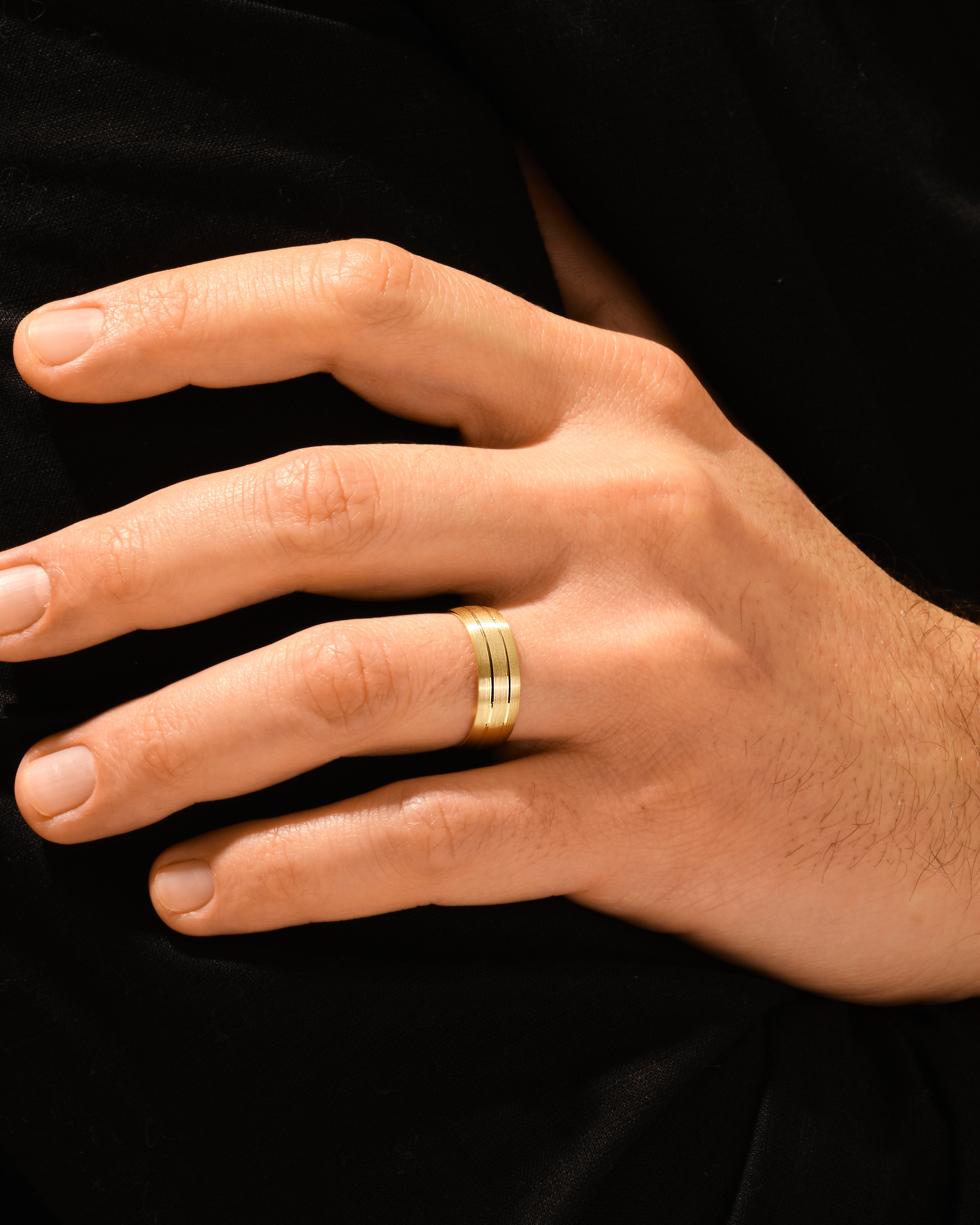 7mm Herren-Gold-Ehering - Doppelt gerillt