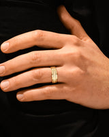 7mm Herren-Gold-Ehering - Horizontal stark gebürstet und doppelt gerillt