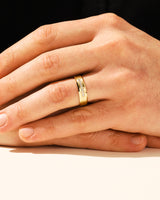 6mm Herren-Diamant-Ehering - Pavé Neun-Stein und facettierter Rand
