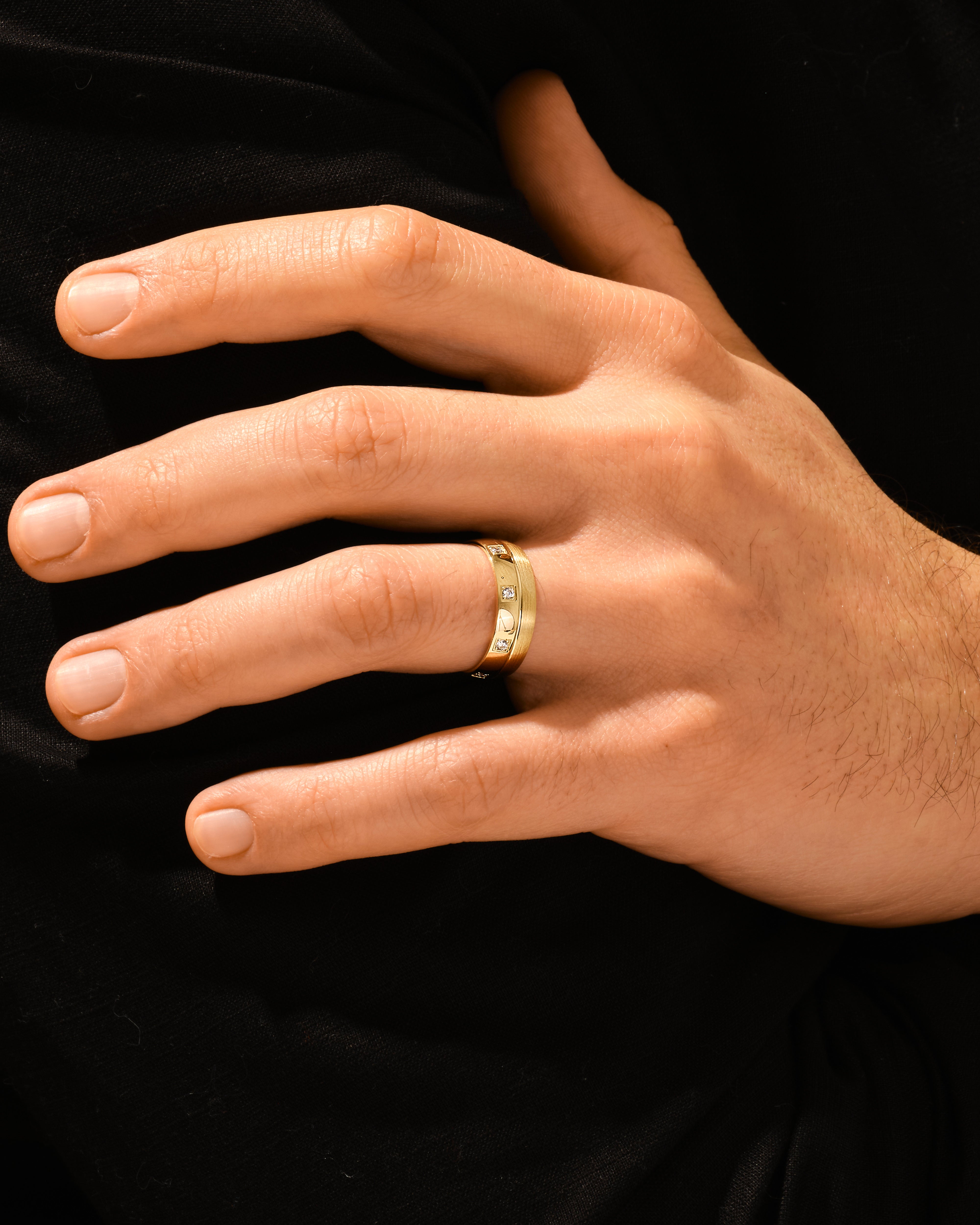 7mm Herren-Diamant-Ehering - Halb-gebürsteter Acht-Stein
