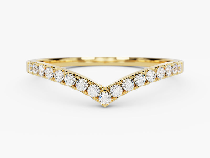 Gold V-shaped diamond ring for jewelry company