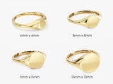 Gold signet rings in four sizes by jewelry company