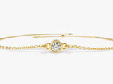 Yellow, White, Rose, 0.02ct, 0.03ct, 0.05ct, 0.10ct, 14k Gold Bezel Set Diamond Bracelet for Women