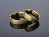 Hammered gold wedding bands, luxury jewelry for couples