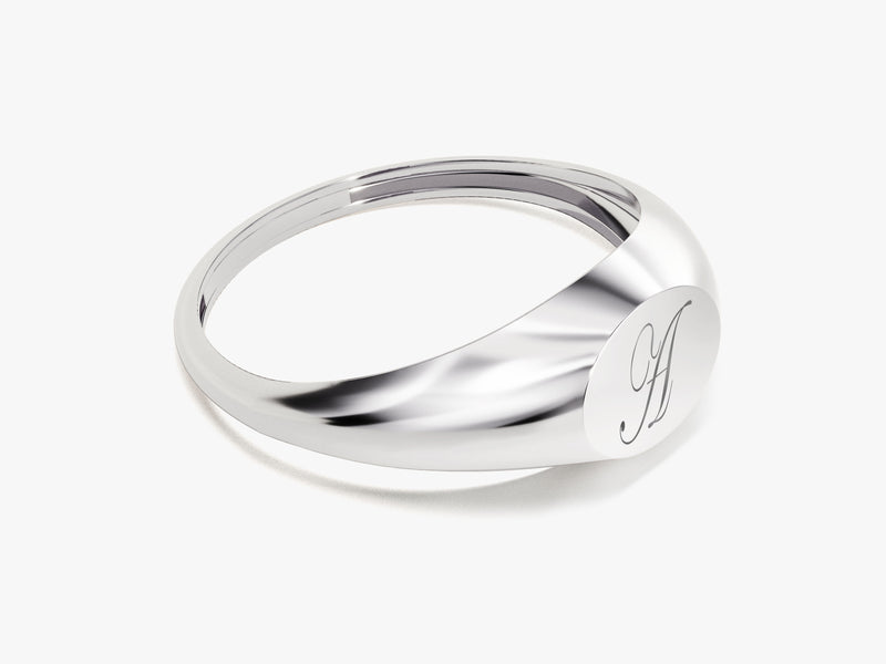 Silver signet ring with engraved initial A