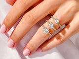 Diamond engagement rings on a hand